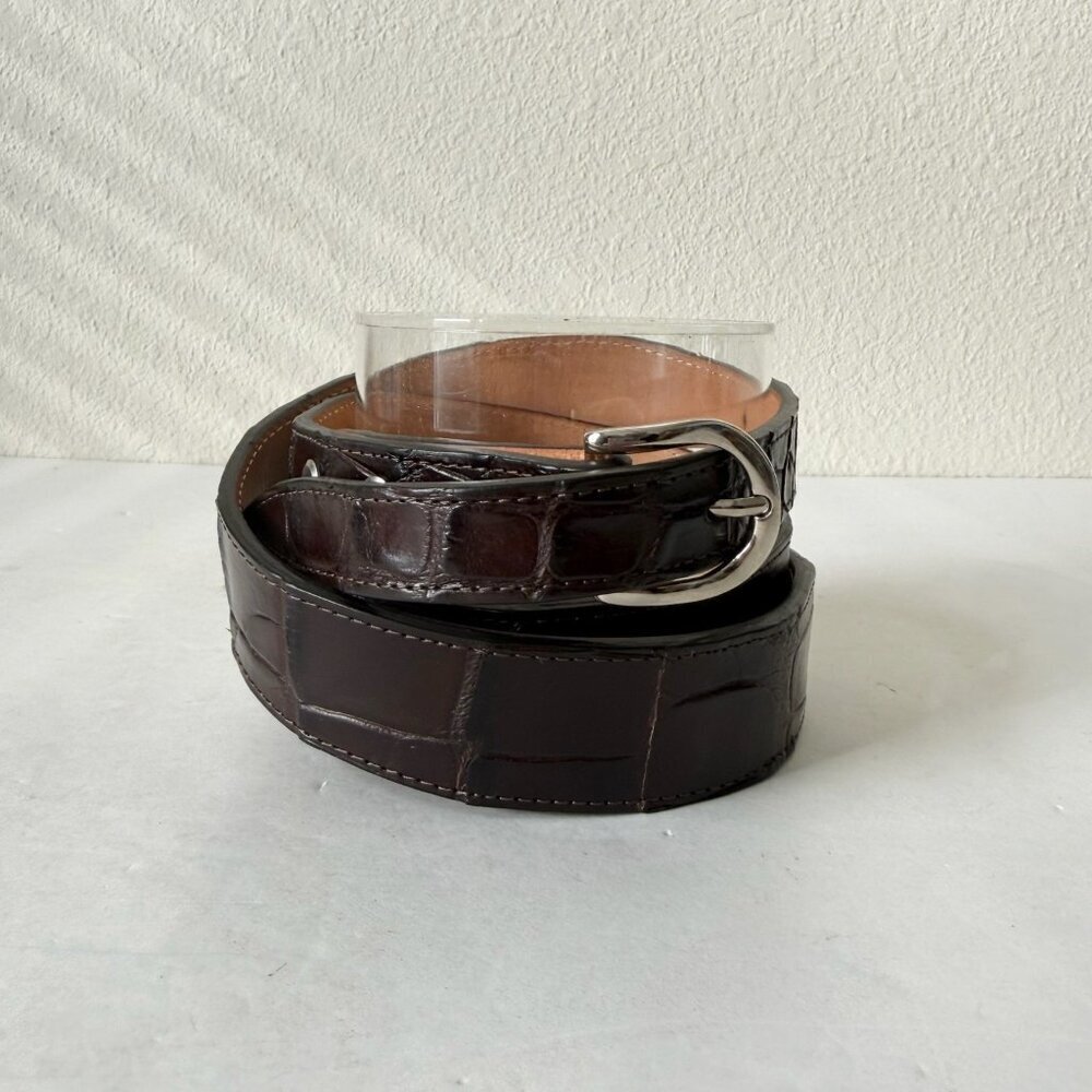 Rod Patrick Mens Western Belt Brown Genuine Caiman Leather 1.5" Wide Size 30